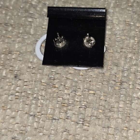 Vintage 80s Chic Blue and White Hoop Earrings With 14k Gold Filled Posts - Picture 2 of 2